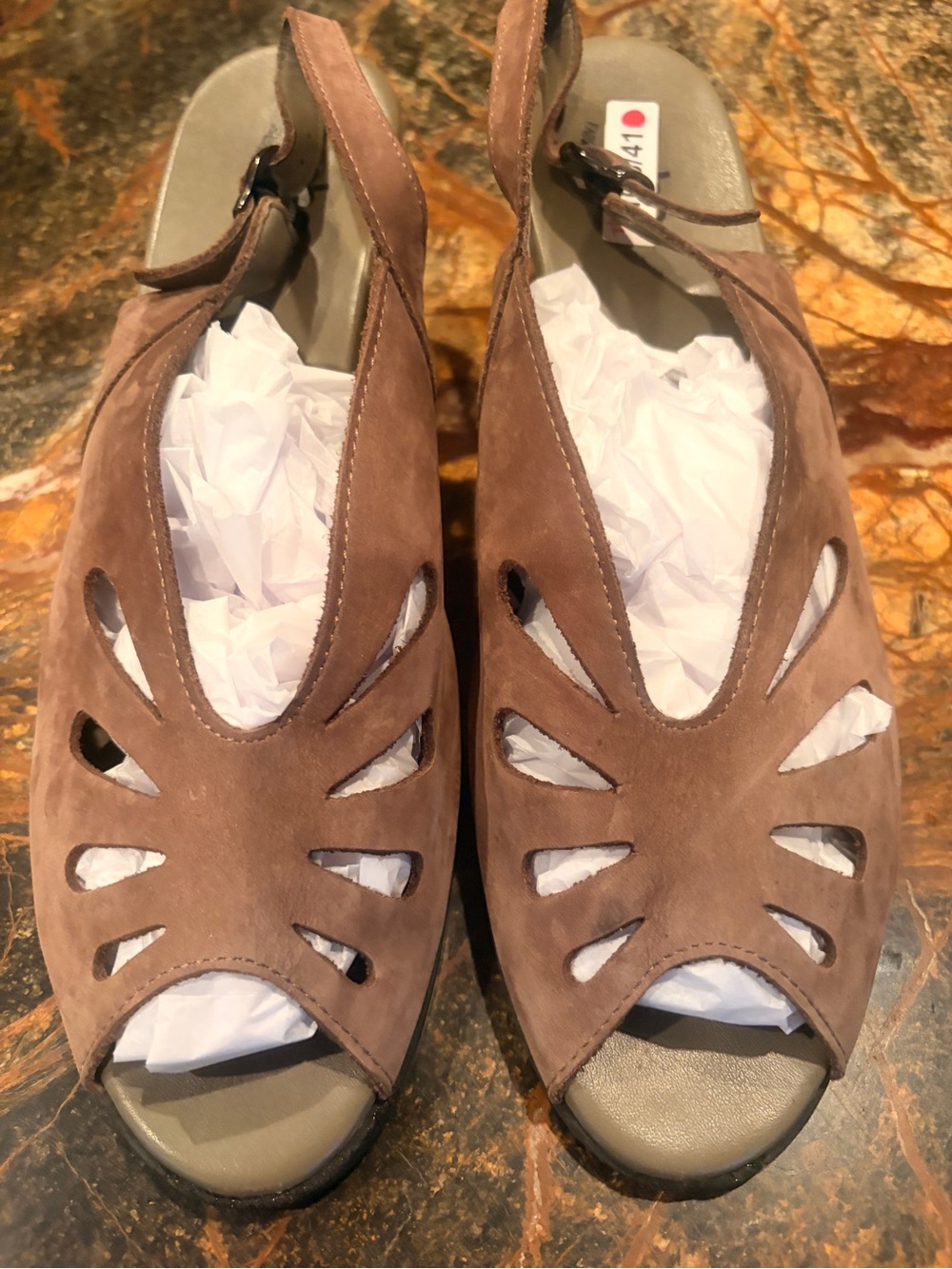 Arche Taupe Suede Cutout Slingback Sandals